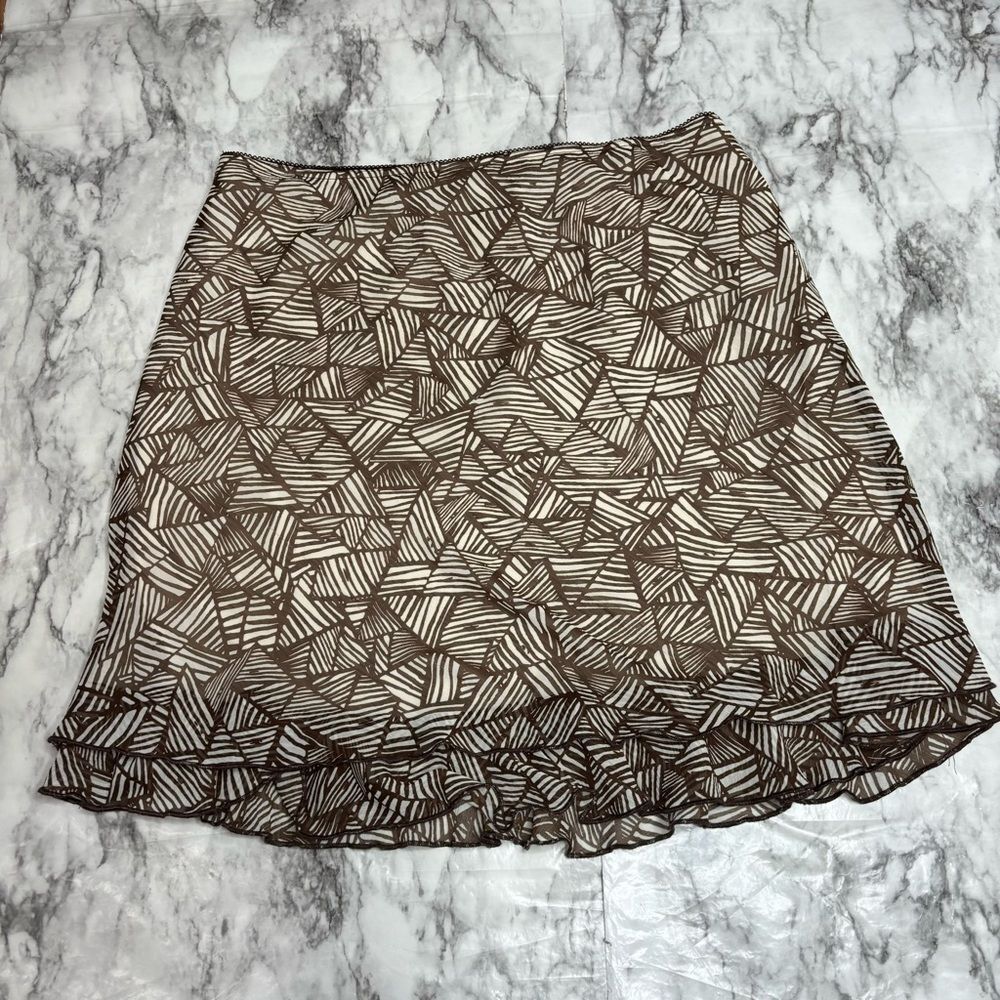 BRIGGS vintage 90s Y2K brown tan geometric stripe pattern skirt petite Medium